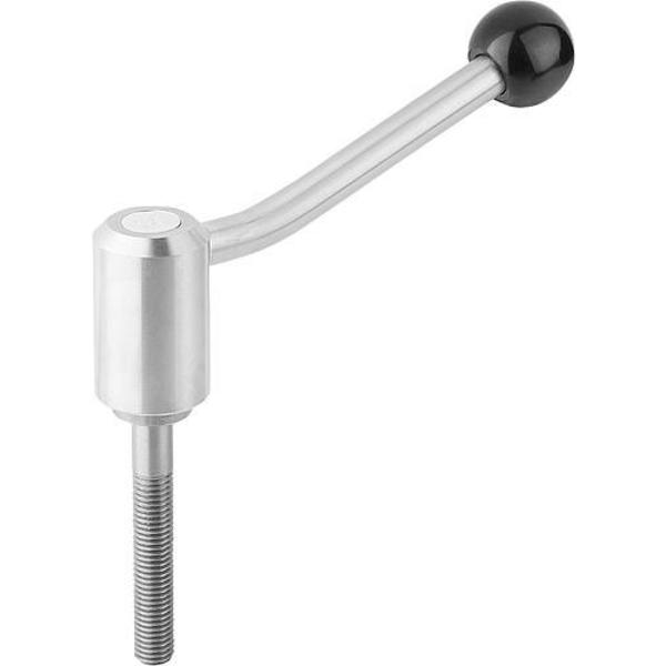 Kipp Adjustable Tension Levers in stainless, with ext. thread, 20°, metric K0109.4161X80